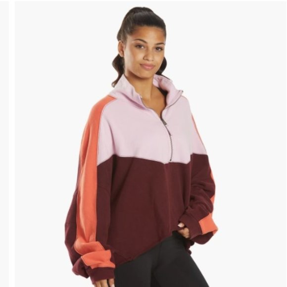 NWT Free People Split Second 1/2 Zip Colorblock Pullover Sweatshirt Size Medium - Picture 5 of 12